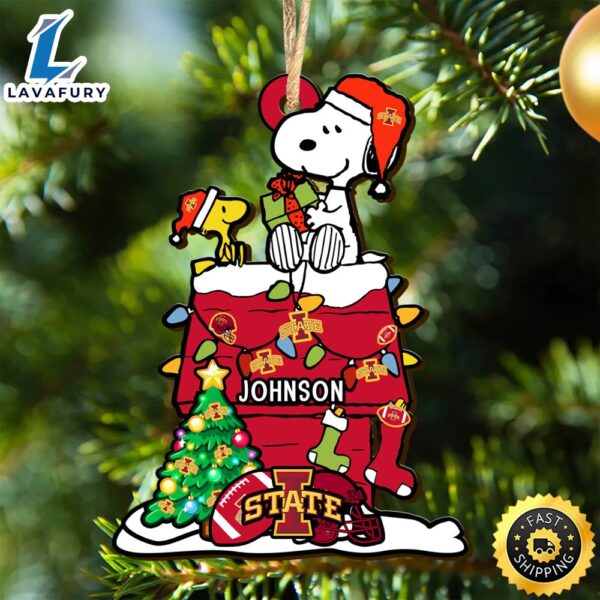 Iowa State Cyclones Snoopy Christmas NCAA Ornament Personalized Your Name