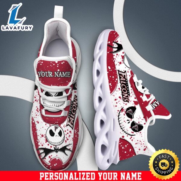 Jack Skellington Atlanta Falcons White NFL Clunky Shoess Personalized Your Name