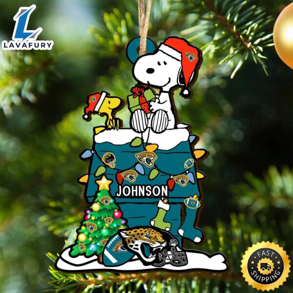 Jacksonville Jaguars Snoopy NFL Christmas Ornament Personalized Your Name