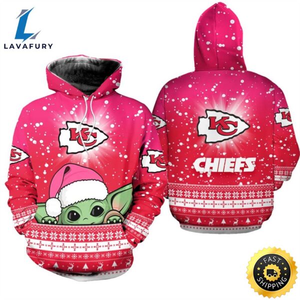 Kansas City Chiefs Christmas Yoda Football NFL All Over Print Hoodie Shirt