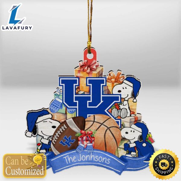 Kentucky Wildcats Snoopy Christmas Personalized Wooden Ornament