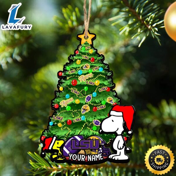 LSU TIGERS Snoopy And NCAA Football Ornament