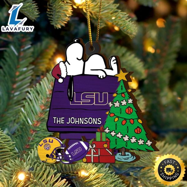 LSU TIGERS Snoopy Christmas NCAA Ornament Custom Name
