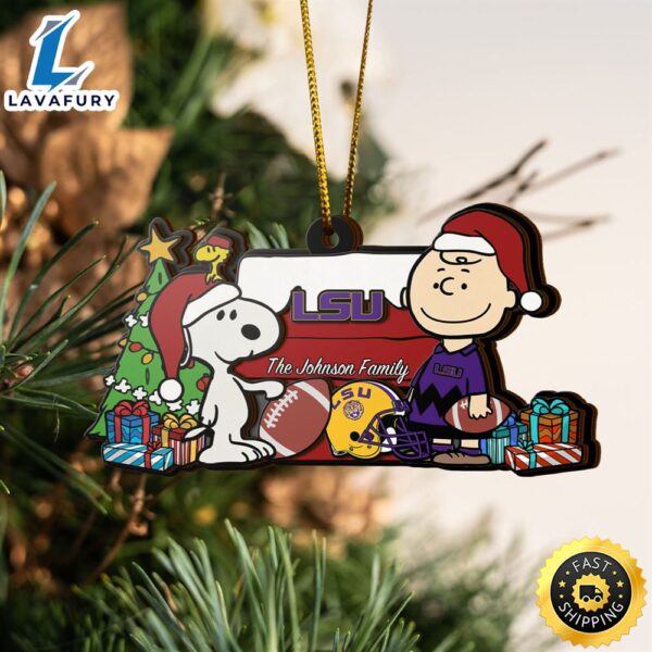 LSU TIGERS Snoopy Christmas NCAA Ornament Custom Your Family Name