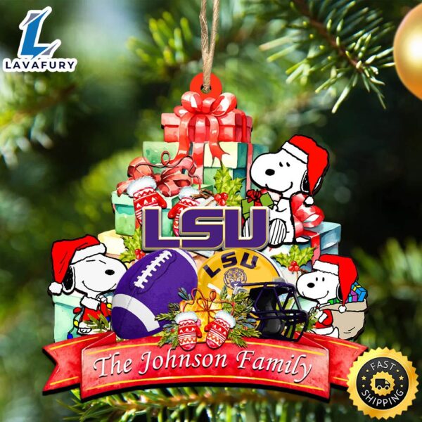 LSU TIGERS Snoopy Christmas NCAA Ornament Personalized Your Family Name
