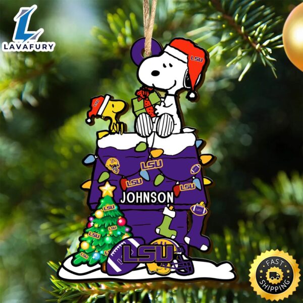 LSU TIGERS Snoopy Christmas NCAA Ornament Personalized Your Name