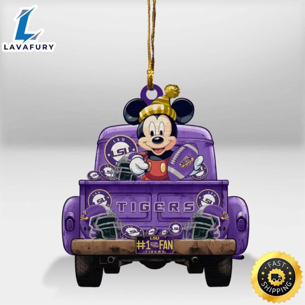 LSU Tigers Mickey Mouse Christmas Wood Ornament