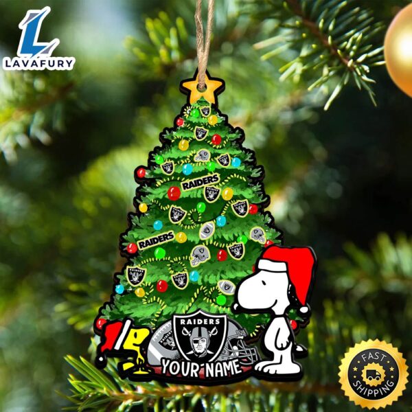 Las Vegas Raiders Snoopy And NFL Sport Ornament Personalized Your Name