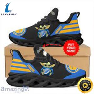 Los Angeles Chargers Baby Yoda Hug Custom Name Max Soul Shoes Sneakers Running For Fans