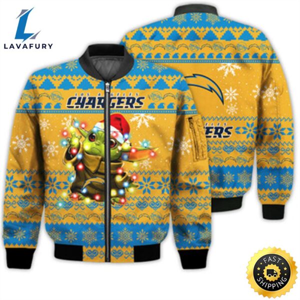 Los Angeles Chargers Baby Yoda Star Wars Sports Football American Ugly Christmas Gifts Unisex 3D Bomber Jacket
