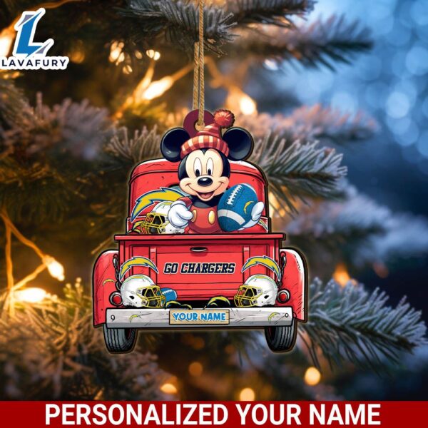 Los Angeles Chargers Mickey Mouse Ornament Personalized Your Name Sport Home Decor
