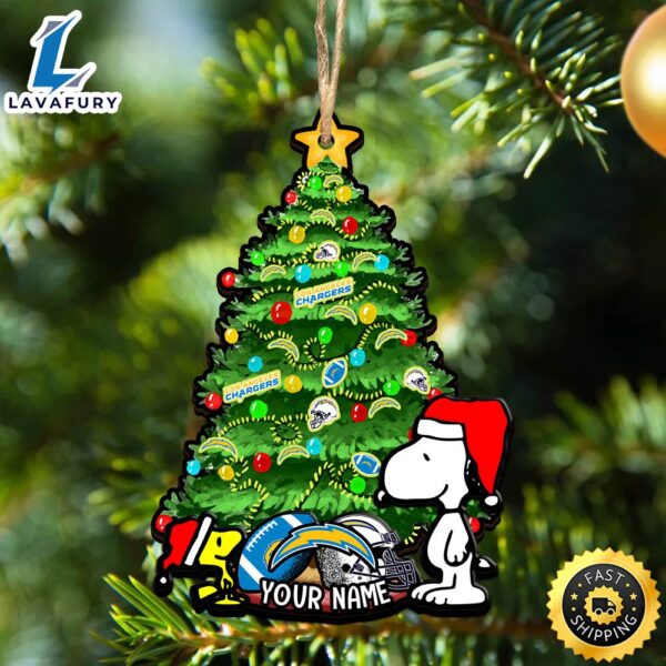 Los Angeles Chargers Snoopy And NFL Sport Ornament Personalized Your Name