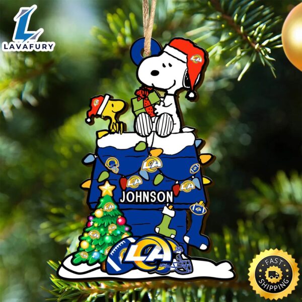 Los Angeles Rams Snoopy NFL Christmas Ornament Personalized Your Name