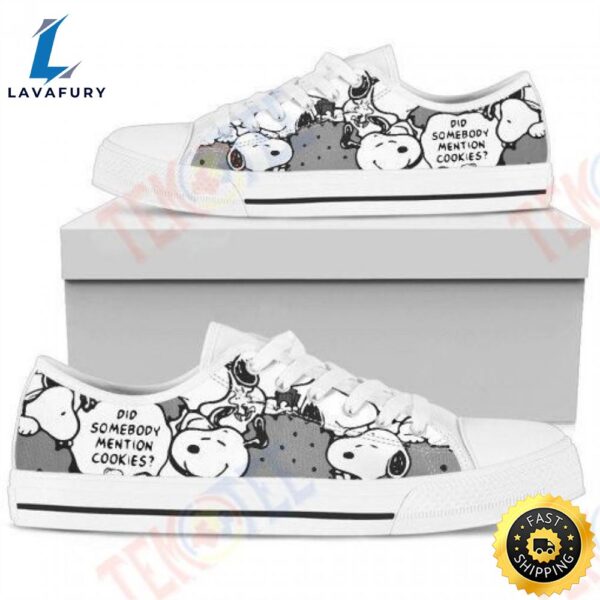 Mens Womens Black Snoopy Low Top Shoes Custom Print Footwear Converse