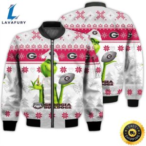 Merry Christmas 2023 Ugly Unisex National Collegiate Athletic Association American Grinch Cute Bulldogs 3D Bomber Jacket