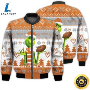 Merry Christmas 2023 Ugly Unisex National Collegiate Athletic Association American Grinch Cute Longhorns 3D Bomber Jacket