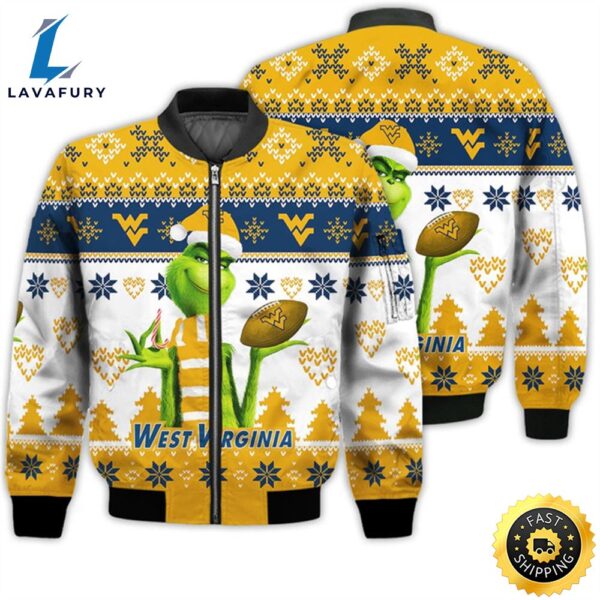 Merry Christmas 2023 Ugly Unisex National Collegiate Athletic Association American Grinch Cute Mountaineers 3D Bomber Jacket