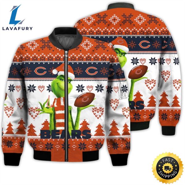 Merry Christmas 2023 Ugly Unisex Super Bowl American Grinch Cute Bears 3D Bomber Jacket