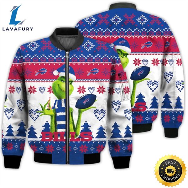 Merry Christmas 2023 Ugly Unisex Super Bowl American Grinch Cute Bills 3D Bomber Jacket