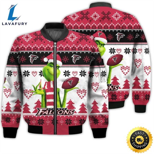 Merry Christmas 2023 Ugly Unisex Super Bowl American Grinch Cute Falcons 3D Bomber Jacket