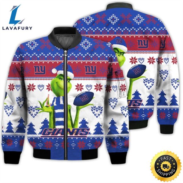 Merry Christmas 2023 Ugly Unisex Super Bowl American Grinch Cute Giants 3D Bomber Jacket