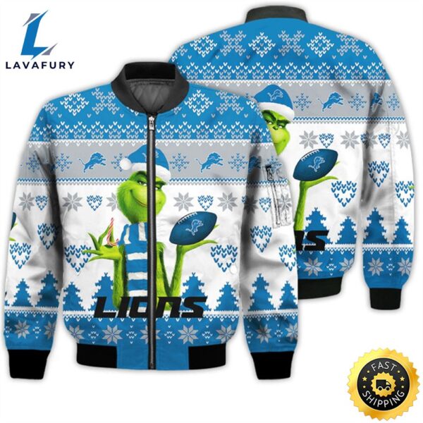 Merry Christmas 2023 Ugly Unisex Super Bowl American Grinch Cute Lions 3D Bomber Jacket