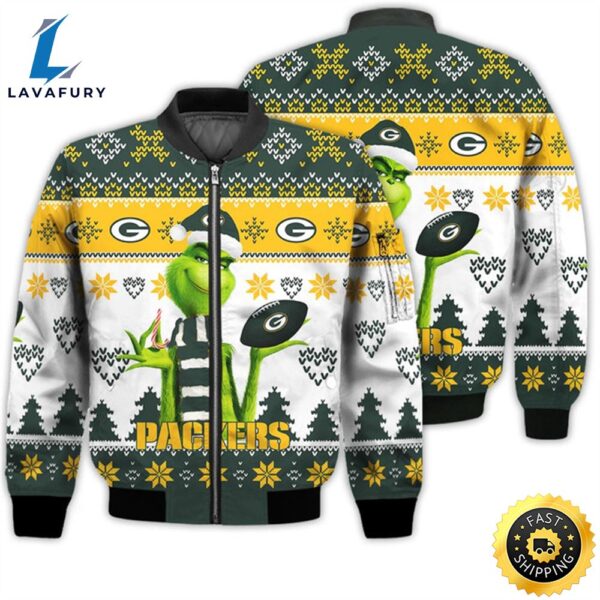 Merry Christmas 2023 Ugly Unisex Super Bowl American Grinch Cute Packers 3D Bomber Jacket