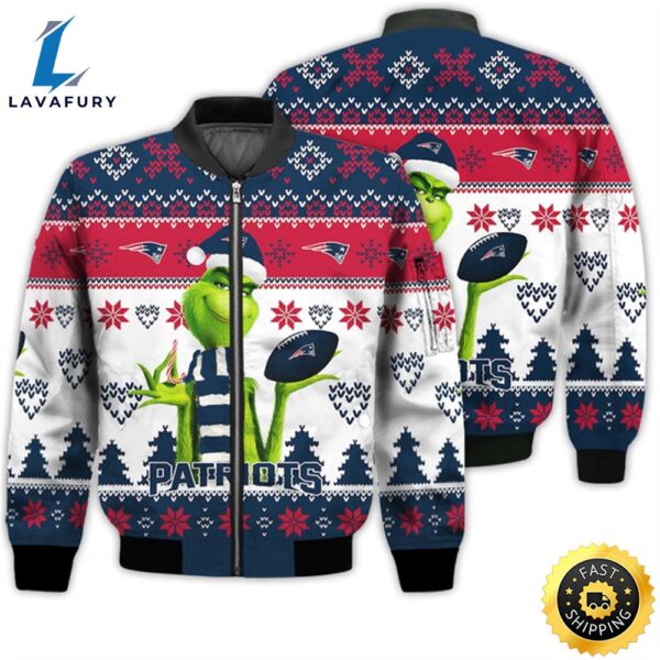 Merry Christmas 2023 Ugly Unisex Super Bowl American Grinch Cute Patriots 3D Bomber Jacket