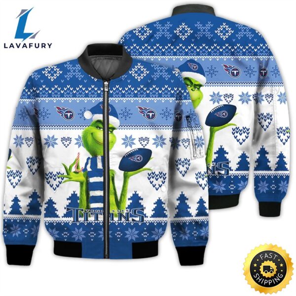 Merry Christmas 2023 Ugly Unisex Super Bowl American Grinch Cute Titans 3D Bomber Jacket