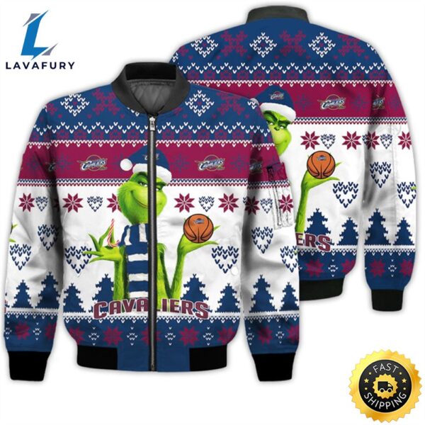 Merry Christmas 2023 Ugly Unisex The National Basketball Association American Grinch Cute Cavaliers 3D Bomber Jacket