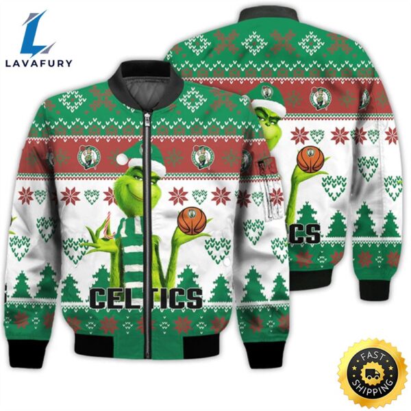 Merry Christmas 2023 Ugly Unisex The National Basketball Association American Grinch Cute Celtics 3D Bomber Jacket