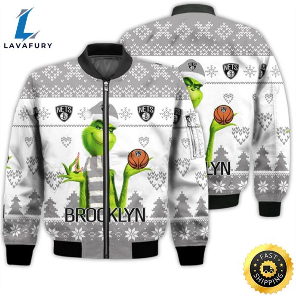 Merry Christmas 2023 Ugly Unisex The National Basketball Association American Grinch Cute Nets 3D Bomber Jacket