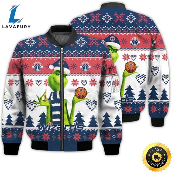 Merry Christmas 2023 Ugly Unisex The National Basketball Association American Grinch Cute Wizards 3D Bomber Jacket