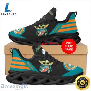 Miami Dolphins Baby Yoda Hug Custom Name Max Soul Shoes Sneakers Running For Fans