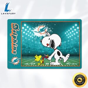Miami Dolphins Snoopy Outside Doormat