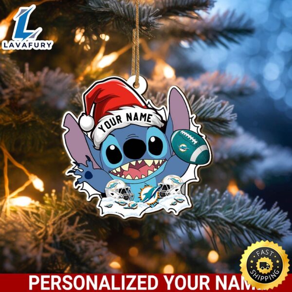Miami Dolphins Stitch Ornament, NFL Christmas With St Ornament