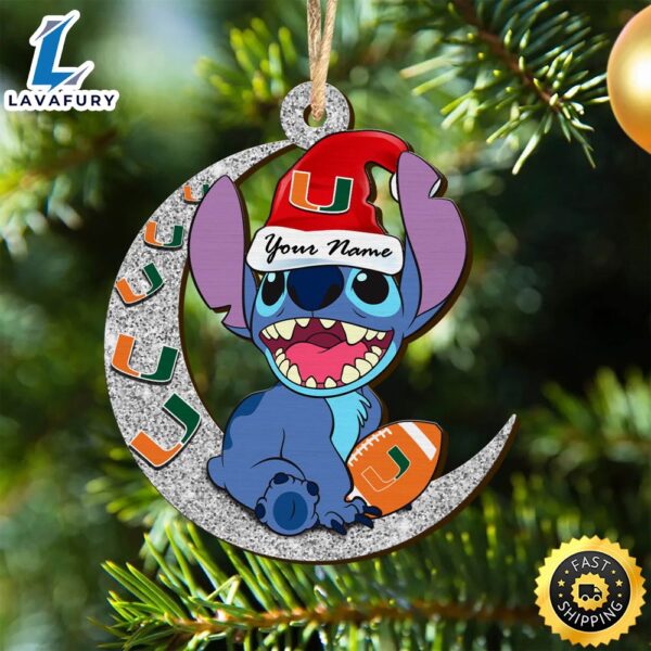 Miami Hurricanes Stitch Christmas Ornament NCAA And St With Moon Ornament