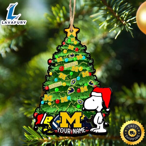 Michigan Wolverines Snoopy And NCAA Football Ornament
