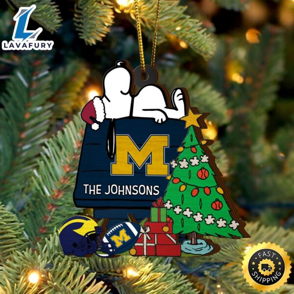 Michigan Wolverines Snoopy Christmas NCAA Ornament Custom Name
