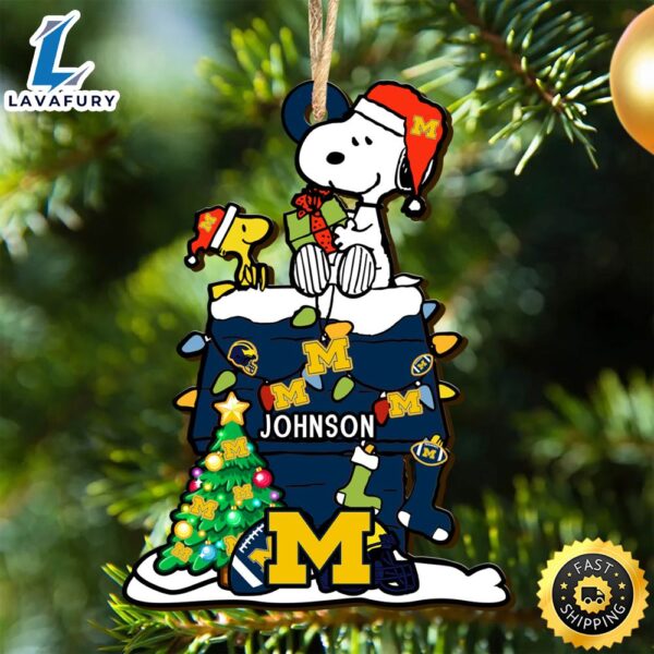 Michigan Wolverines Snoopy Christmas NCAA Ornament Personalized Your Name
