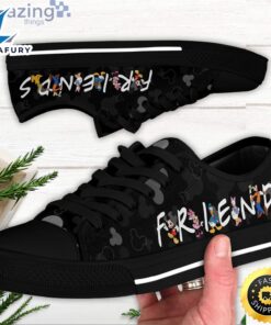 Mickey & Friends Black Pattern Disney Cartoon Sneakers Low Top Canvas Shoes