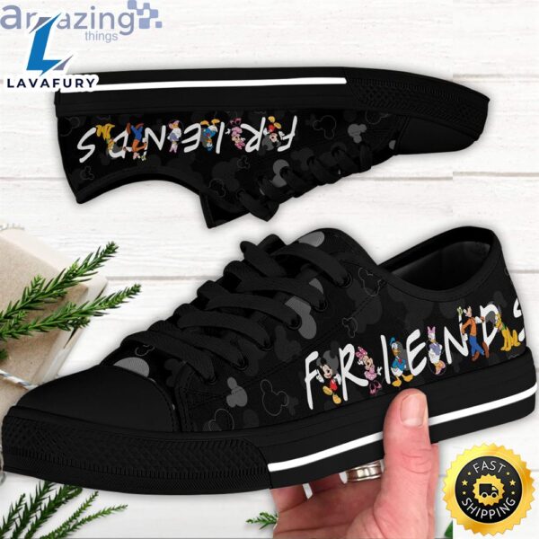 Mickey & Friends Black Pattern Disney Cartoon Sneakers Low Top Canvas Shoes