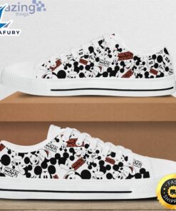 Mickey Mouse Head Black White Disney Cartoon Sneakers Low Top Canvas Shoes