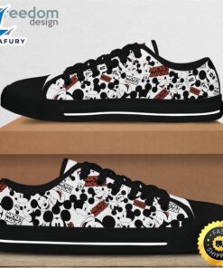 Mickey Mouse Head Black White Disney Cartoon Sneakers Low Top