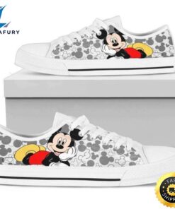 Mickey Mouse Head Pattern Low Top Converse Sneaker Style Shoes