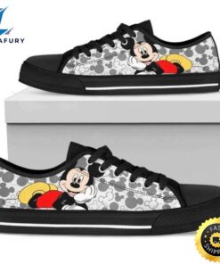 Mickey Mouse Head Pattern Low Top Style Shoes