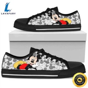 Mickey Mouse Head Pattern Low Top Style Shoes