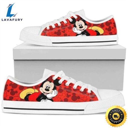 Mickey Mouse Red Low Top Converse Sneaker Style Shoes