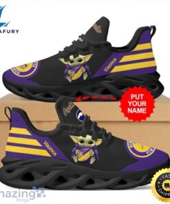 Minnesota Vikings Baby Yoda Hug Custom Name Max Soul Shoes Sneakers Running For Fans