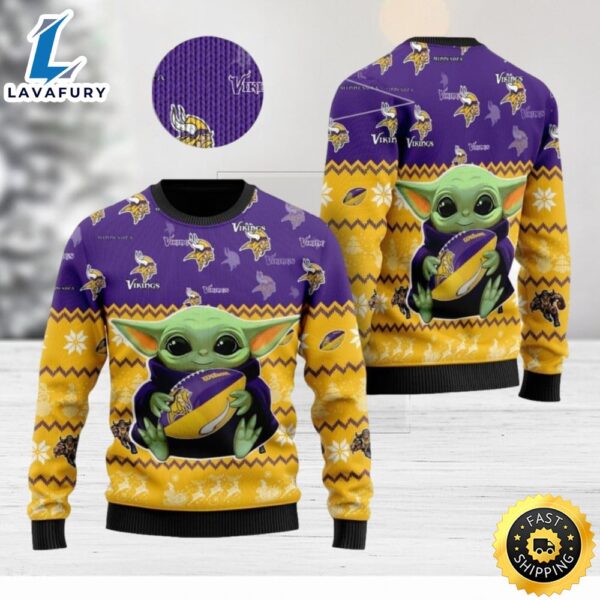 Minnesota Vikings NFL Star Wars Baby Yoda Knitted ChristmasSweater
